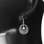 Rainbow Moonstone Celtic Knot Silver Earrings - e307